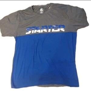 STARTER Black Label Blue and Gray Short Sleeve Tee Large
